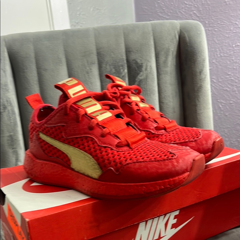 Puma Red Sneakers Athletic Design Breathable